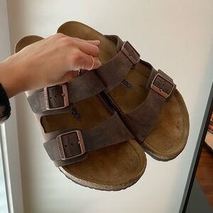 Birkenstock brown leather Arizona sandals
